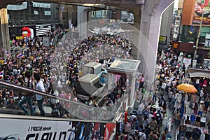 Thai people protest against corruption of the Thaksin government at Central Siam area