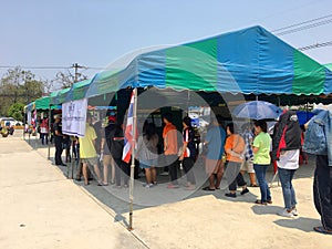 Thai people queue to elect the new government after 6 years long coup on pre-election day on March 17, 2019 Prachuabkirikhan,