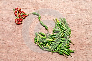 Thai pepper arranged in a heart shape