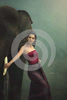Thai portrait with elephant