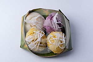 Thai Pumpkin Cake and Purple Sweet Potato with Coconut