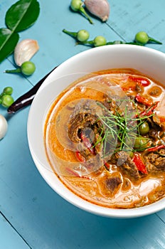 Thai red chili Panang curry with beef