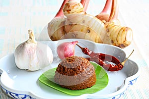 Thai Red curry paste and ingredients