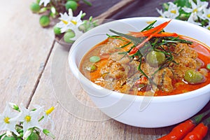 Thai red curry with pork and coconut milk (panaeng)