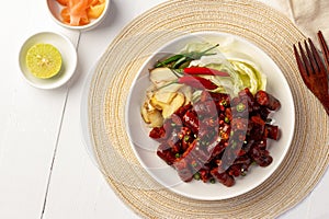 Thai Red Sausage Feast,fermented pork and rice sausage (Sai Krok Isan)