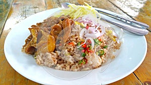 Thai Rice Mixed with Shrimp paste or Kao Kluk Gapi