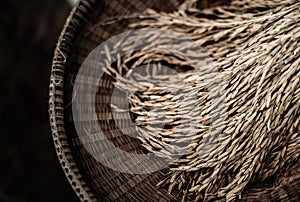 Thai rice paddy on wickerwork