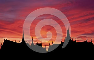 Thai roofs sunset
