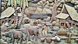 Thai Rural lifestyle in wooden craft