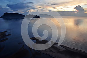 Thai's sea in the dawn at Prachuap bay