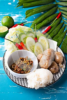 Thai Sausage , East-style sausages, grilled sausages , Street food in Thailand