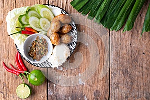 Thai Sausage , East-style sausages, grilled sausages , Street food in Thailand