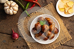 Thai Sausage Feast,fermented pork and rice sausage (Sai Krok Isan)