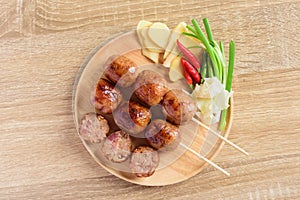 Thai sausage or Isan sausage grilled fermented rice with pork