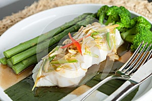 Thai Sea Bass with Asparagus