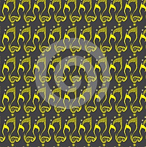 Thai seamless pattern in black background