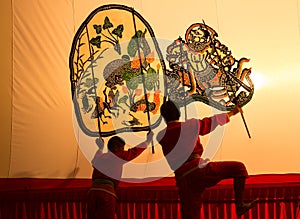 Thai shadow play puppet is on display at Wat Khanon