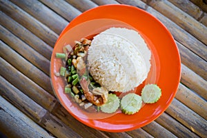 Thai shrimp basil leaf stirfry