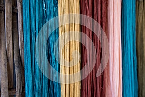 Thai silk yarn dyed natural, prepare for fabrication