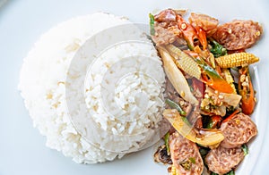 Thai sour pork or Nham fried