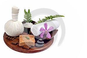 Thai spa and massage set in white background