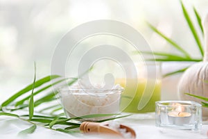 Thai Spa Treatments aroma therapy salt and sugar scrub massage with bamboo leaves