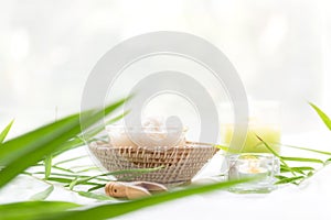 Thai Spa Treatments aroma therapy salt and sugar scrub massage with bamboo leaves with candle