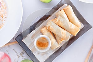 Thai spring rolls with sauce