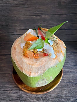 Thai Steamed Fish Curry or Ho Mok in the coconut