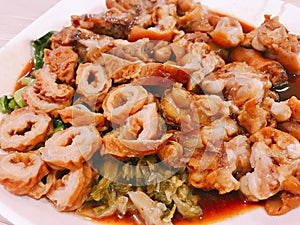 Thai stewed pork leg with five spices.