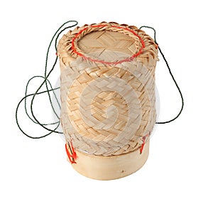 Thai sticky rice box on white background