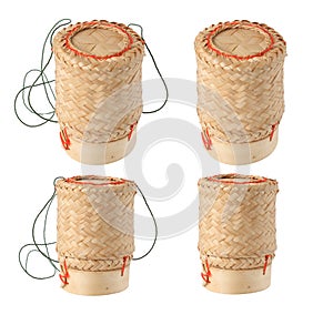 Thai sticky rice box on white background