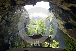 Thai stye pavilion in a cave.