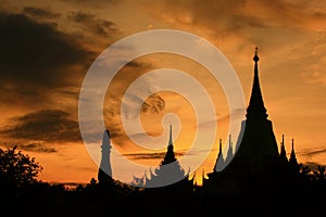 Thai style architecture sunset