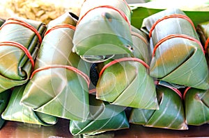 Thai style banana leaf wrapped food