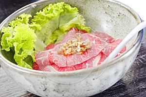 Thai style beef noodle food.