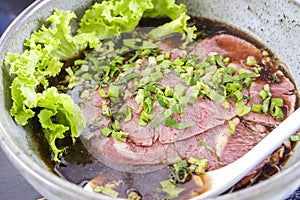 Thai style beef noodle food.