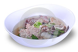 Thai Style Clear Soup with Congealed pork blood