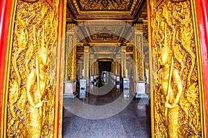 Thai style decoration of golden castle in Tha Sung temple