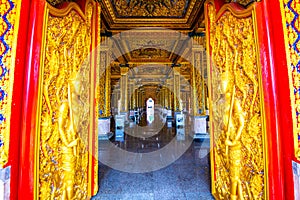 Thai style decoration of golden castle in Tha Sung temple