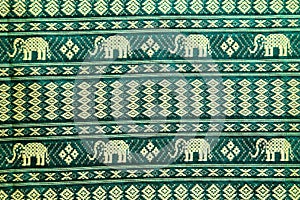 thai style elephant pattern silk textile