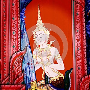 Thai-style fine art on a temple wall