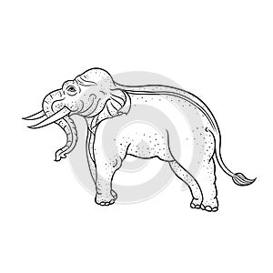 Thai style line drawing elephantidae