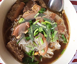 Thai style meat noodle soup, delicious of thaifood