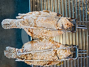 Thai style salt crusted grilled fish.