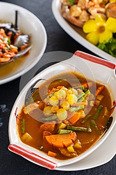 Thai style sour soup with fish roe