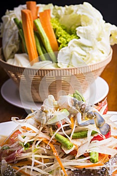 Thai spicey salad with papaya photo