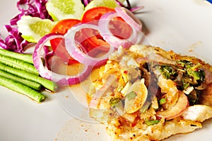 Thai style Spicy minced steamed Fish salad