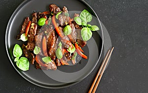 Thai style stir-fry beef with vegetables