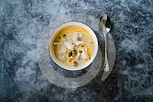 Thai Style Tom Kha Gai Soup with Coconut Milk, Chicken and Galangal
